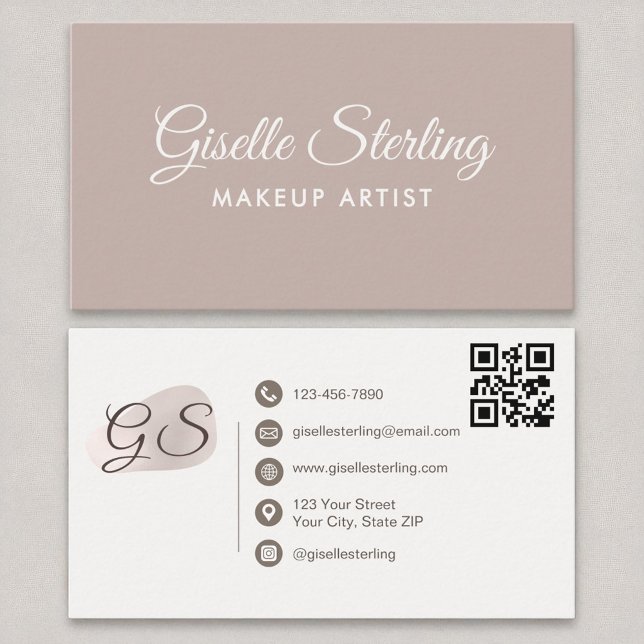 Makeup Artist  Mauve Modern Elegant QR-kod Visitkort (Skapare uppladdad)
