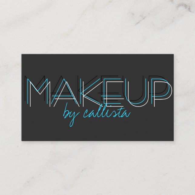 Makeup Artist Minimalist Aqua Black Typography Visitkort (Framsida)