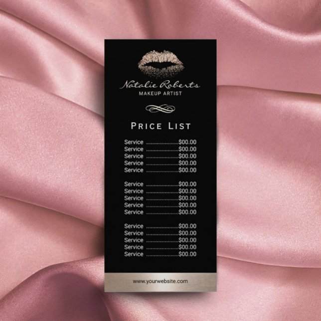 Makeup Artist Moder Guld Glitter Läppar Salon Pris Reklamkort (Skapare uppladdad)