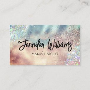 Makeup Artist Modern Glitter Guld Teal Visitkort