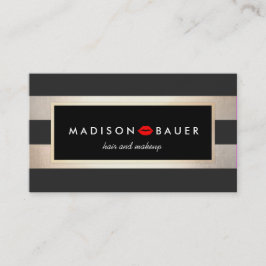 Makeup Artist Modern Guld och Black Rand Kiss Visitkort