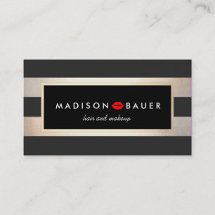 Makeup Artist Modern Guld och Black Rand Kiss Visitkort