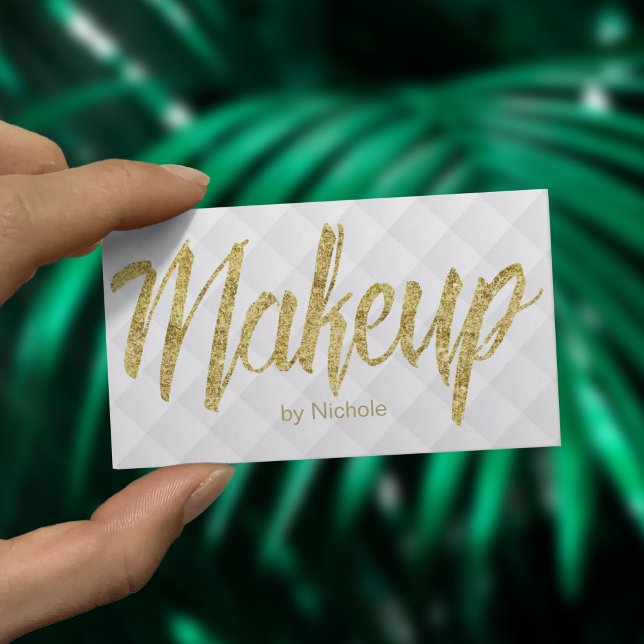 Makeup Artist Modern Guld Script Luxury Visitkort (Skapare uppladdad)