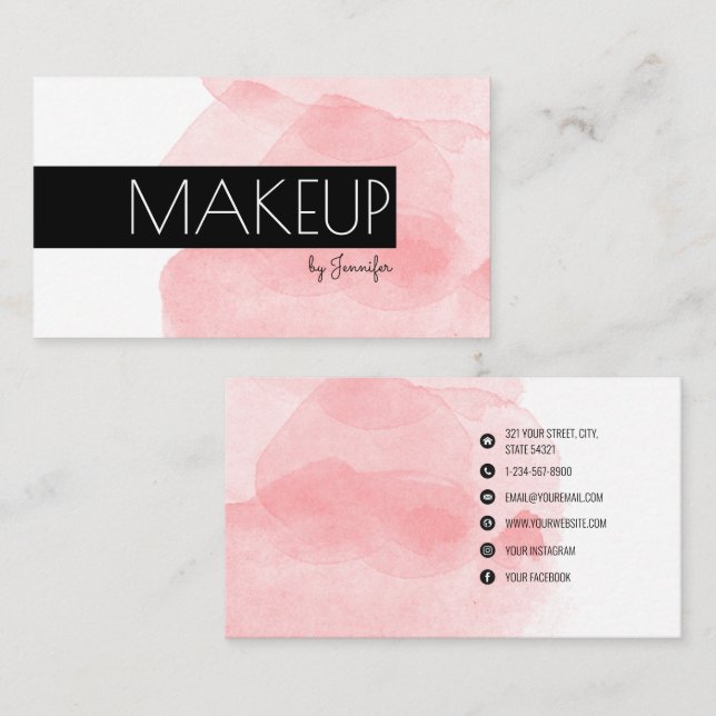 Makeup Artist Modern Minimalist Social Media Icons Visitkort (Fram/baksida)