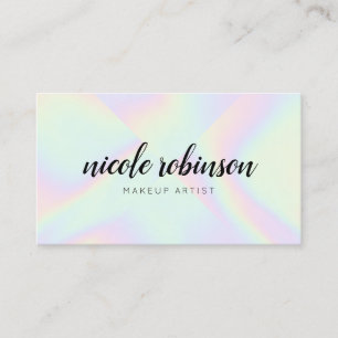 Makeup artist modern pastel rainbow holografik visitkort
