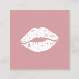 Makeup artist modern rosa white läppar puss kyss fyrkantigt visitkort