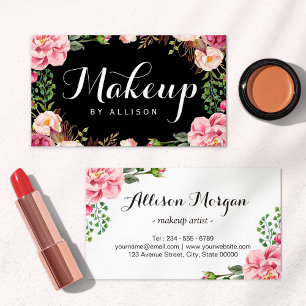 Makeup Artist Modern Script Girly Blommigt Wrappin Visitkort
