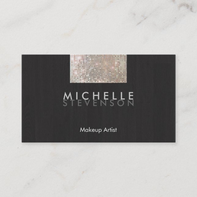 Makeup Artist Modern Snyggt FAUX Sequin Black Visitkort (Framsida)