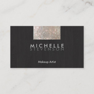 Makeup Artist Modern Snyggt FAUX Sequin Black Visitkort