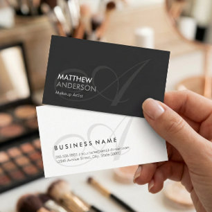 Makeup Artist - Modern Swash Monogram Visitkort