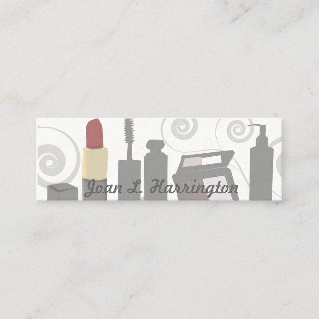 Makeup Artist Modern Swirl Feminine Cosmetolog Mini Visitkort (Framsida)