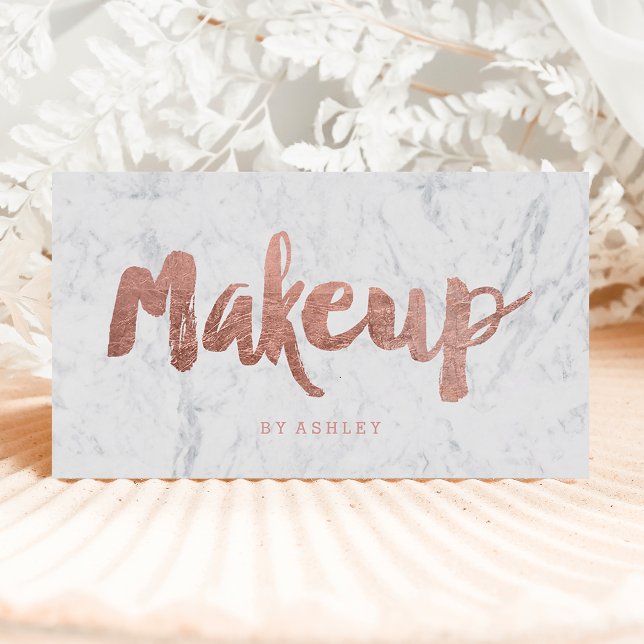 Makeup artist modern typography marble ro guld visitkort (Skapare uppladdad)