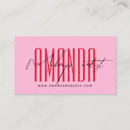 Makeup artist modern typography script red rosa visitkort
