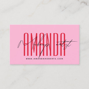 Makeup artist modern typography script red rosa visitkort
