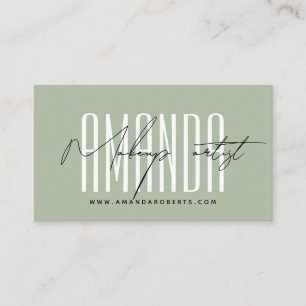 Makeup artist modern typography script sage grönt visitkort