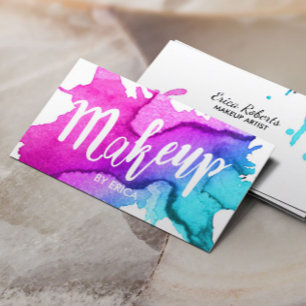 Makeup Artist Modern Watercolor Beauty Salon Visitkort