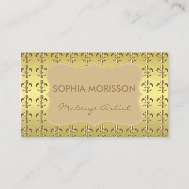 Makeup Artist Möte Fleur-de-lis Monogram Tidsbeställning Kort (Framsida)