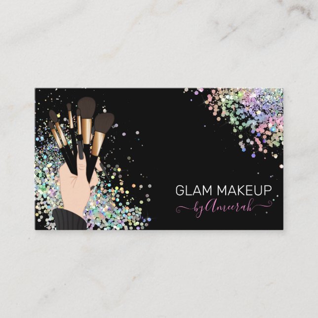 Makeup Artist, MUA, Beauty Salon HoloGraphics Busi Visitkort (Framsida)