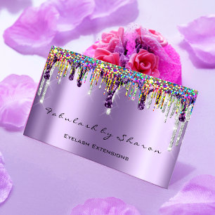 Makeup Artist Nagel Eyelash Dricks Lila Holograph Visitkort