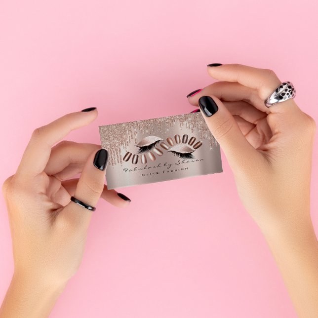 Makeup Artist Nagel Glitter Drips Ro Lash Lux Visitkort (Skapare uppladdad)