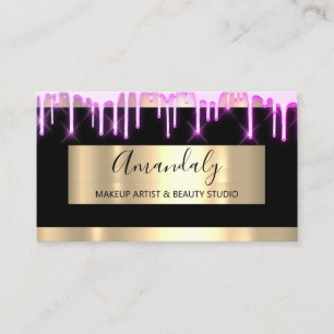 Makeup Artist Nagel Guld Black Drives Holograph Visitkort