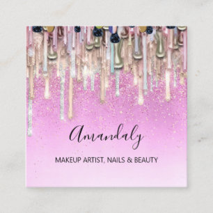Makeup Artist Nagel Logotyp Ro Drivrutiner Pinky Fyrkantigt Visitkort