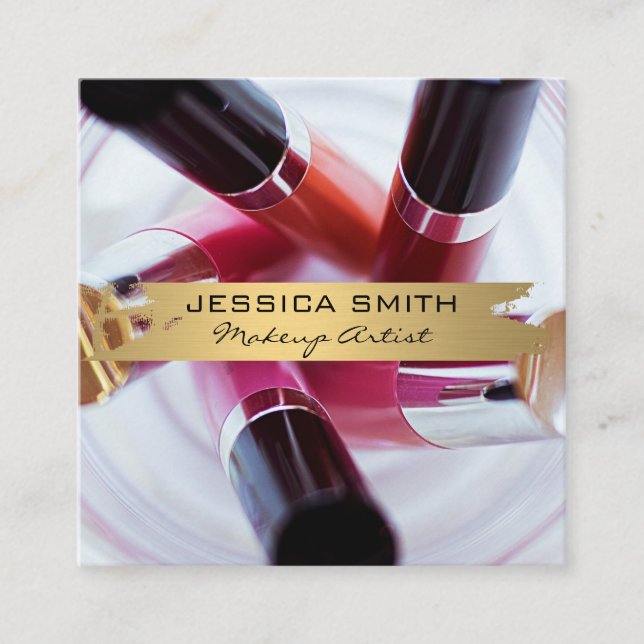 Makeup Artist | Nagel och Makeup Verktyg Fyrkantigt Visitkort (Framsida)