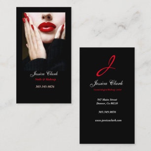 Makeup Artist Nagel Red Läppar Visitkort
