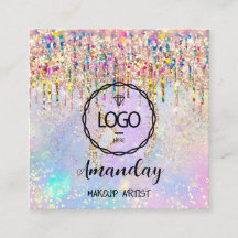 Makeup Artist Nagel Unicorn Guld Holograph Logotyp