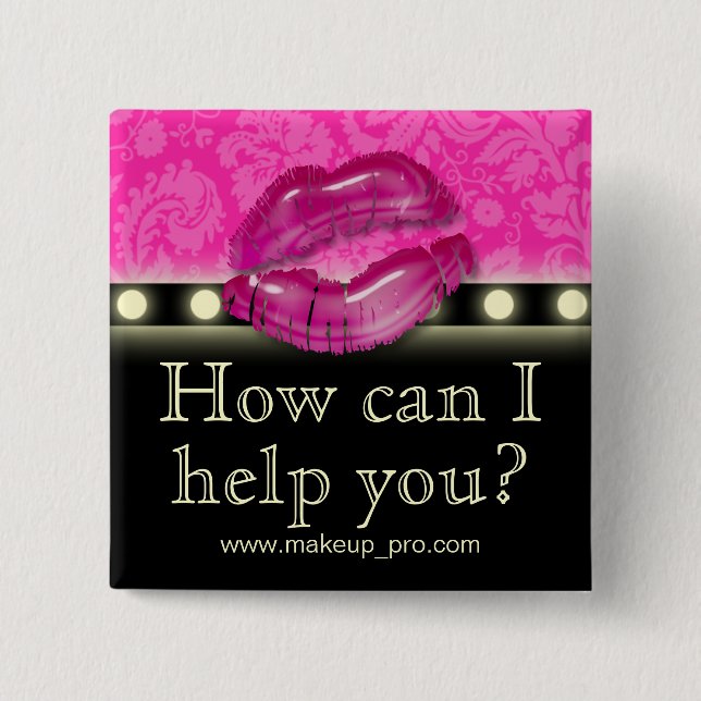 Makeup Artist Namn bricka Button Brooch Ljus Läppa Knapp (Framsida)