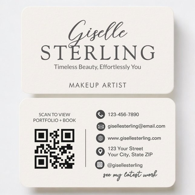 Makeup Artist Neutral QR Code Visitkort (Skapare uppladdad)