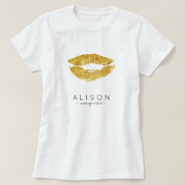 Makeup artist och salon namn guld läppar t shirt