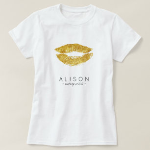 Makeup artist och salon namn guld läppar t shirt