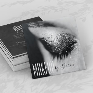 Makeup Artist Öga Black/White, Affärskort Fyrkantigt Visitkort