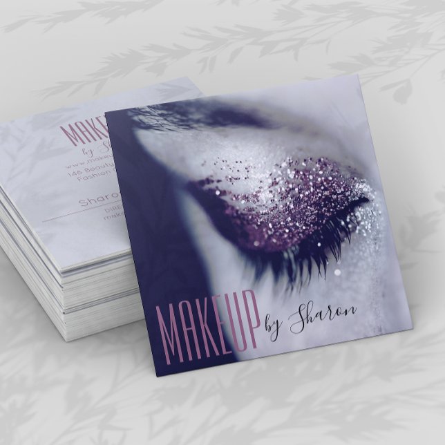 Makeup Artist Öga Grått Affärskort Fyrkantigt Visitkort (Skapare uppladdad)