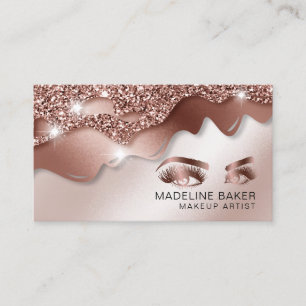 Makeup Artist Öga Lash Drickning Ro Guld Visitkort