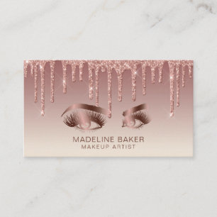 Makeup Artist Öga Lash Drickning Ro Guld Visitkort