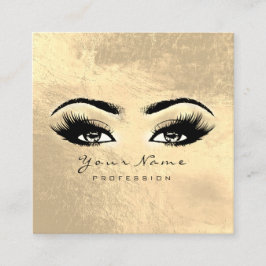Makeup Artist Öga Lash Extension Guld Square Fyrkantigt Visitkort
