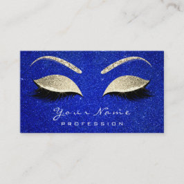Makeup Artist Öga Lash Glitter Cobalt Blue Guld Visitkort