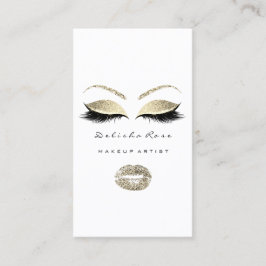 Makeup Artist Öga Lash Glitter Guld White Läppar Visitkort
