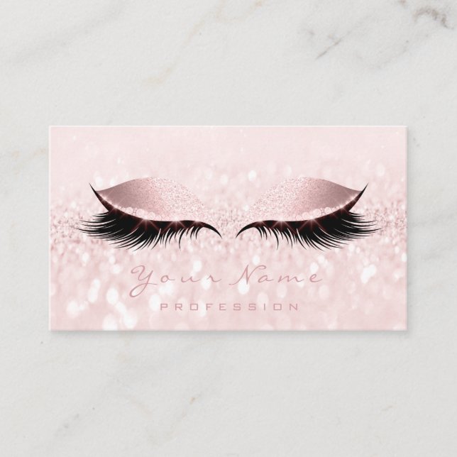 Makeup Artist Öga Lash Glitter Rosa Pastel Visitkort (Framsida)