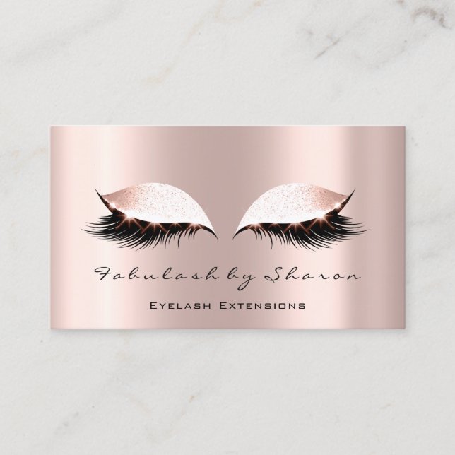 Makeup Artist Öga Lash Glitter Rosa ros Spark Visitkort (Framsida)