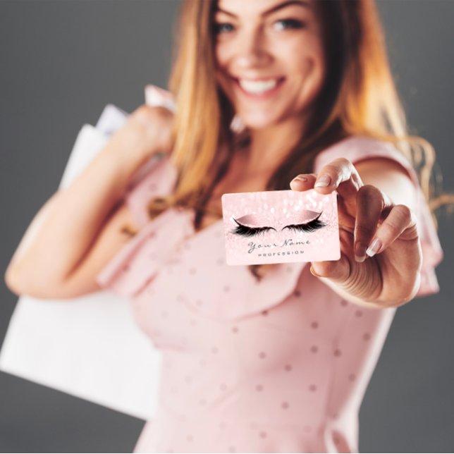 Makeup Artist Öga Lash Glitter Rosa  Visitkort (Makeup Artist Eyes Lashes Glitter Pink Blush Business Card)