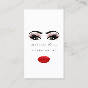 Makeup Artist Öga Lash Ro Eyebrow Red Läppar Visitkort