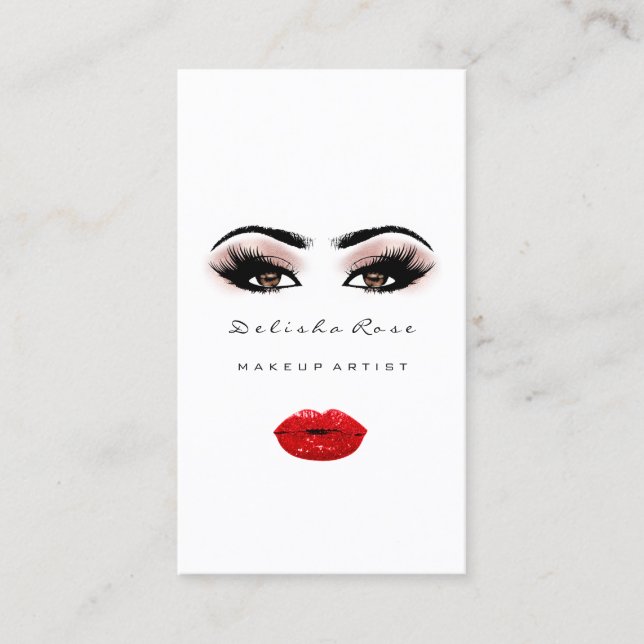 Makeup Artist Öga Lash Ro Eyebrow Red Läppar Visitkort (Framsida)