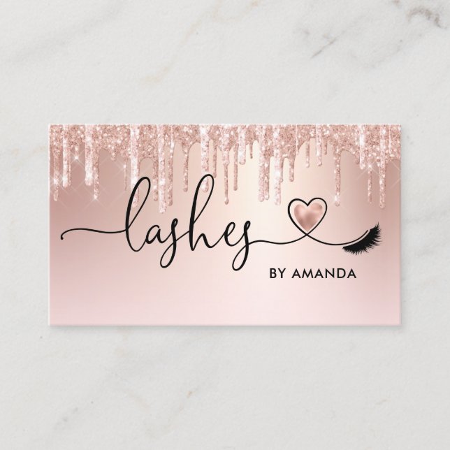 Makeup Artist Öga Lash  Rosa Glitter Busi Visitkort (Framsida)
