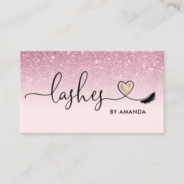 Makeup Artist Öga Lash  Rosa Glitter Busi Visitkort (Framsida)