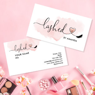 Makeup Artist Öga Lash Rosa Watercolor Visitkort