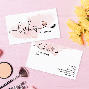 Makeup Artist Öga Lash Rosa Watercolor Visitkort
