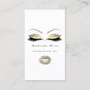 Makeup Artist Ögon Lash Glitter Guld White Läppa Visitkort